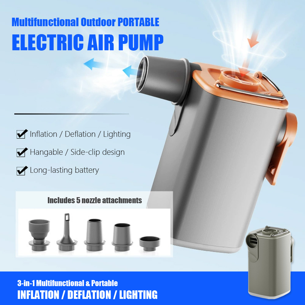 Cordless Inflator For Car Bike Ball - 3-in-1 Multifunctional Cordless Rechargeable Air Compressor