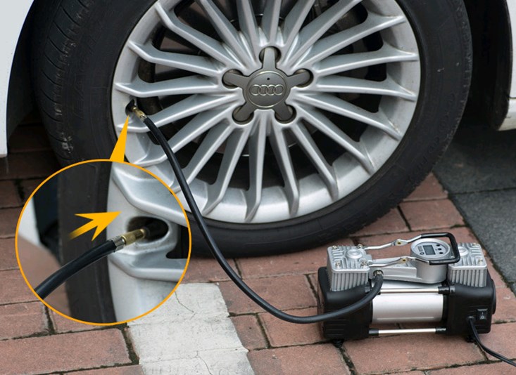 Tire Inflator Dual Cylinder - Air compressor car tire inflator kit