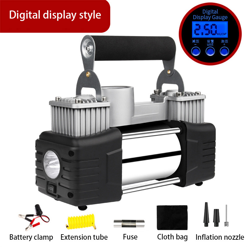 Tire Inflator Dual Cylinder - 12V High Power Automotive Inflation Pump
