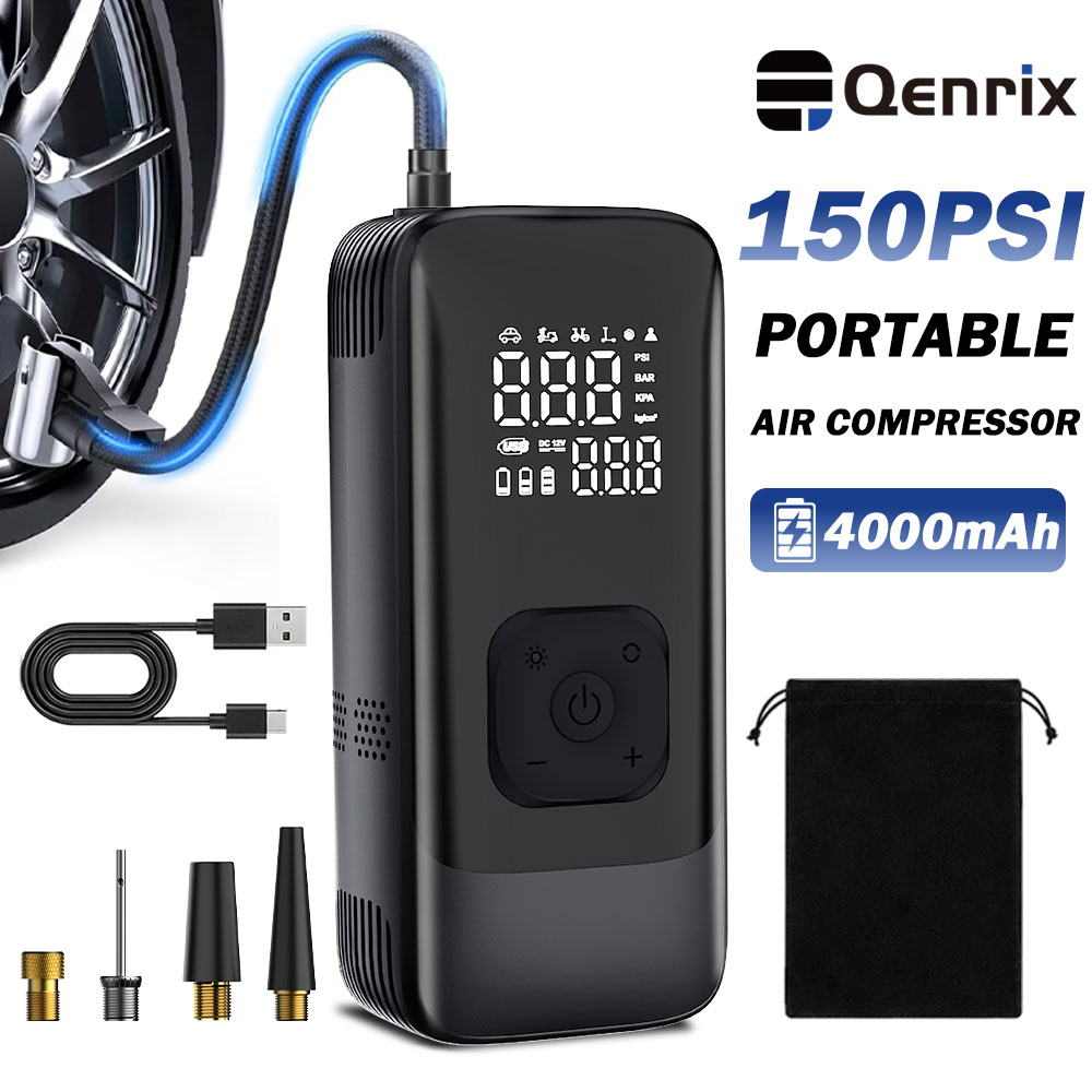 Cordless Tire Inflator 150Psi - Qenrix Tire Inflator Pump 150PSI Cordless