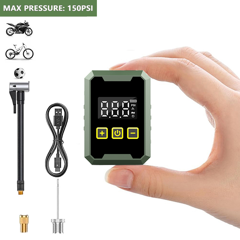 Digital Tire Pressure Gauge Rechargeable - 150PSI Mini Air Pump, Portable Battery
