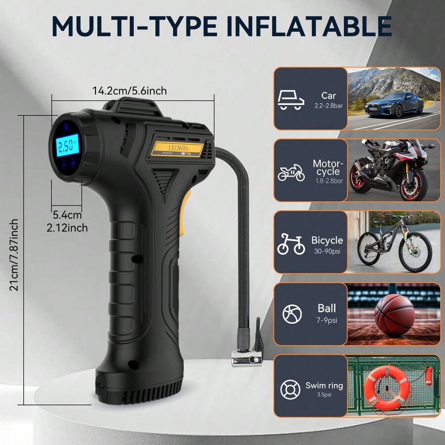 Cordless Inflator For Car Bike Ball - Cordless Digital Tire Inflator Portable Air