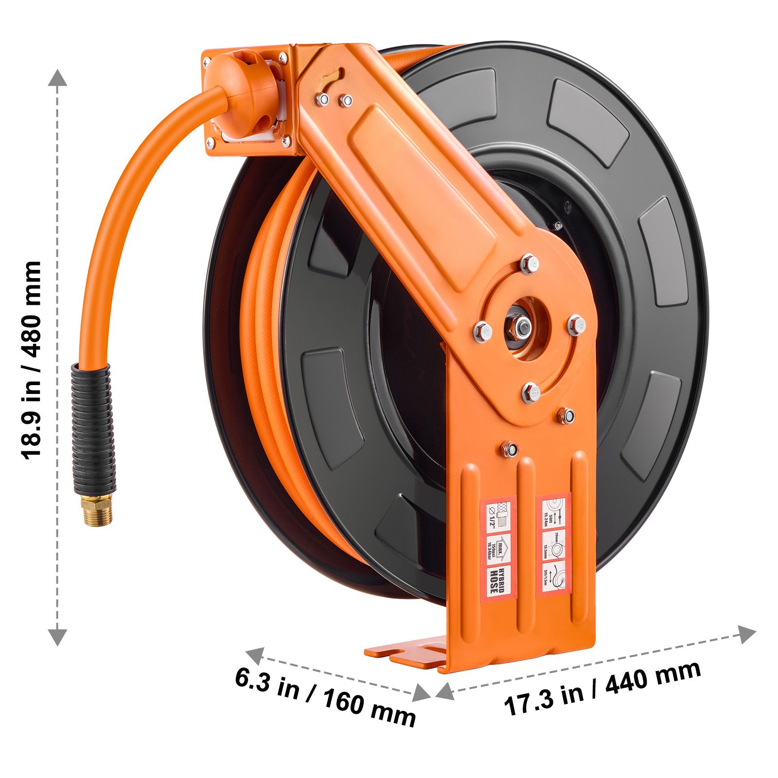 Air Compressor 300Psi Heavy Duty - Retractable Air Hose Reel, 1/2 IN