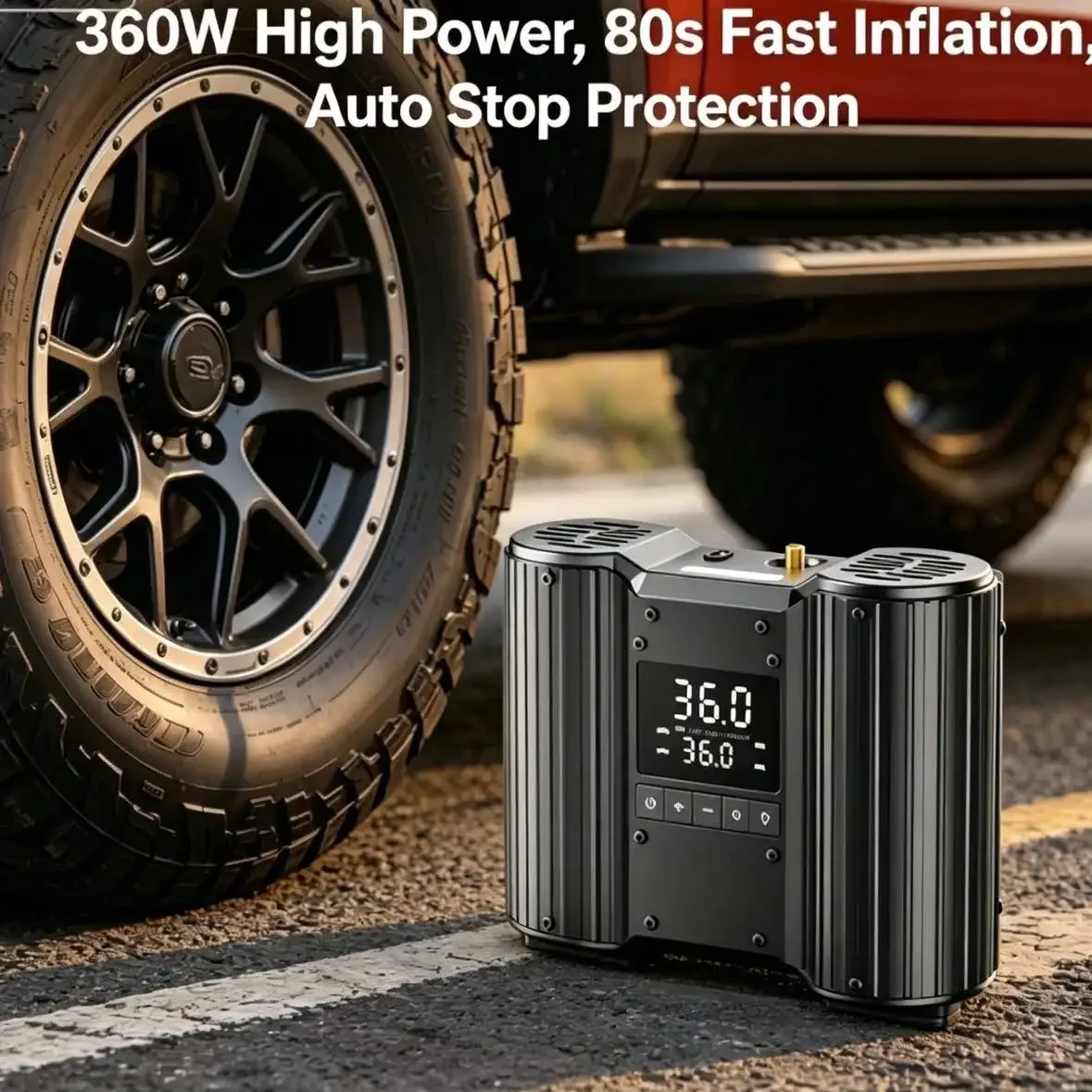 Tire Inflator Dual Cylinder - HLHeavy-Duty Dual-Cylinder Tire Inflator - 12V