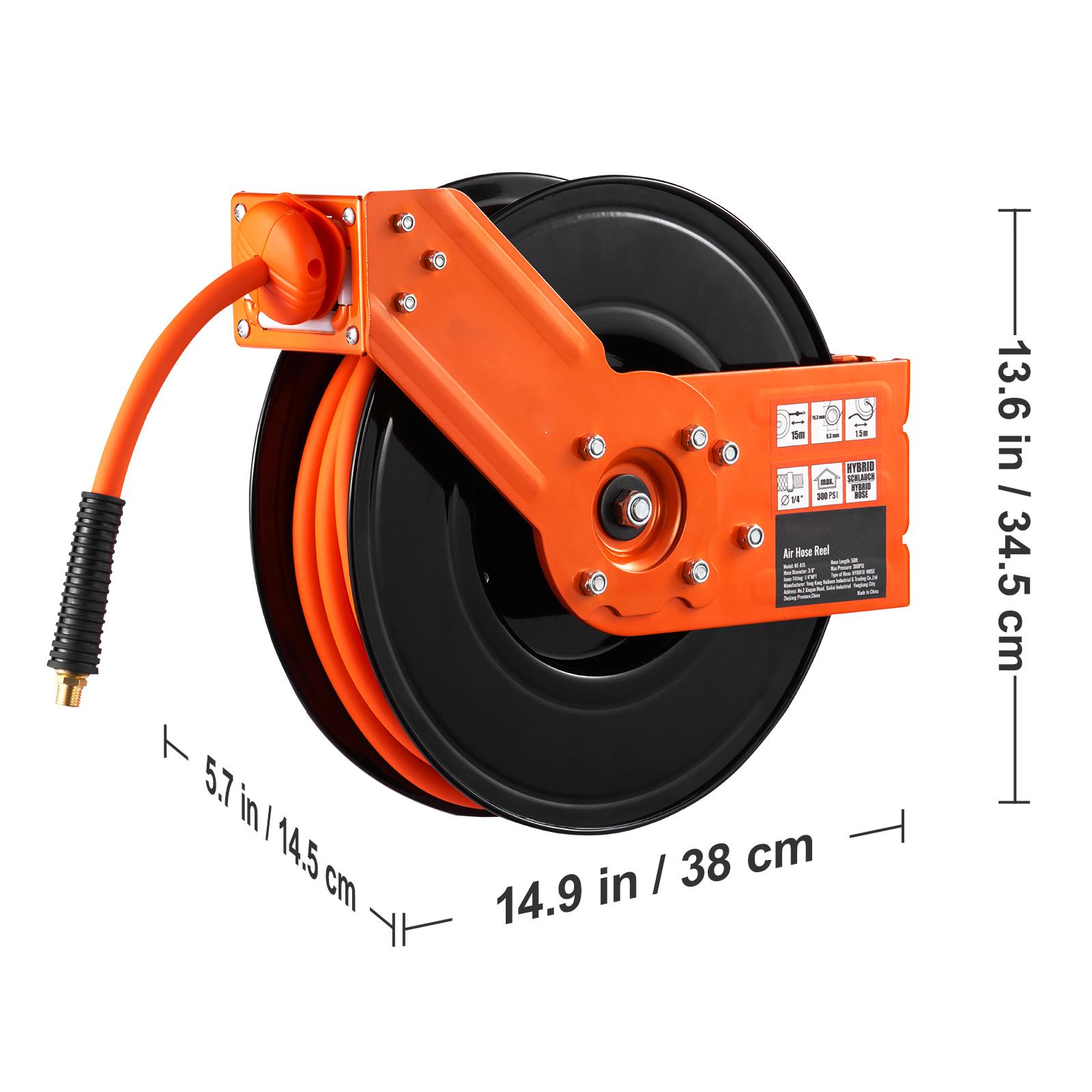 Retractable Air Hose Reel 3/8  - đánh giá và giá Air Compressor 300Psi Heavy Duty