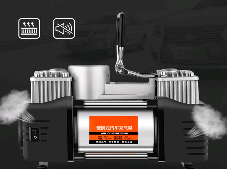 Air compressor car tire inflat - đánh giá và giá Tire Inflator Dual Cylinder