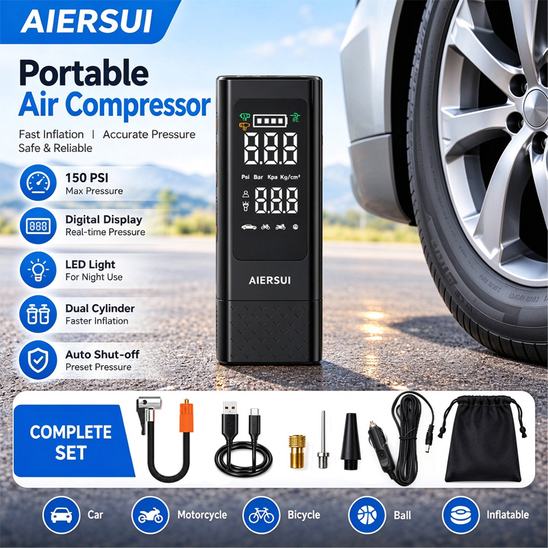 Portable Tire Inflator 150PSI  - đánh giá và giá Tire Inflator With Pressure Gauge Auto Stop
