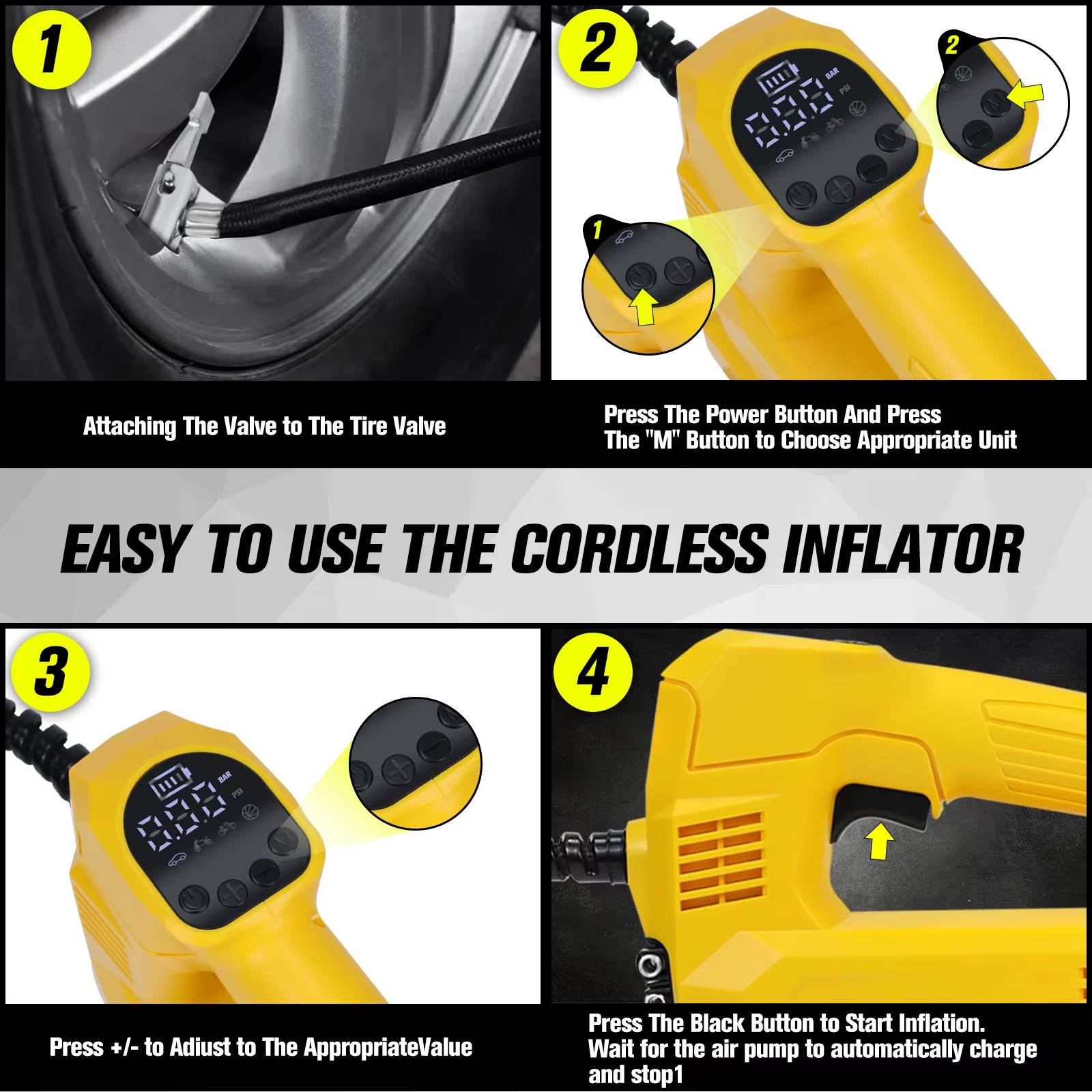 Electric Portable Air Pump Han - đánh giá và giá Cordless Air Pump 20V Battery