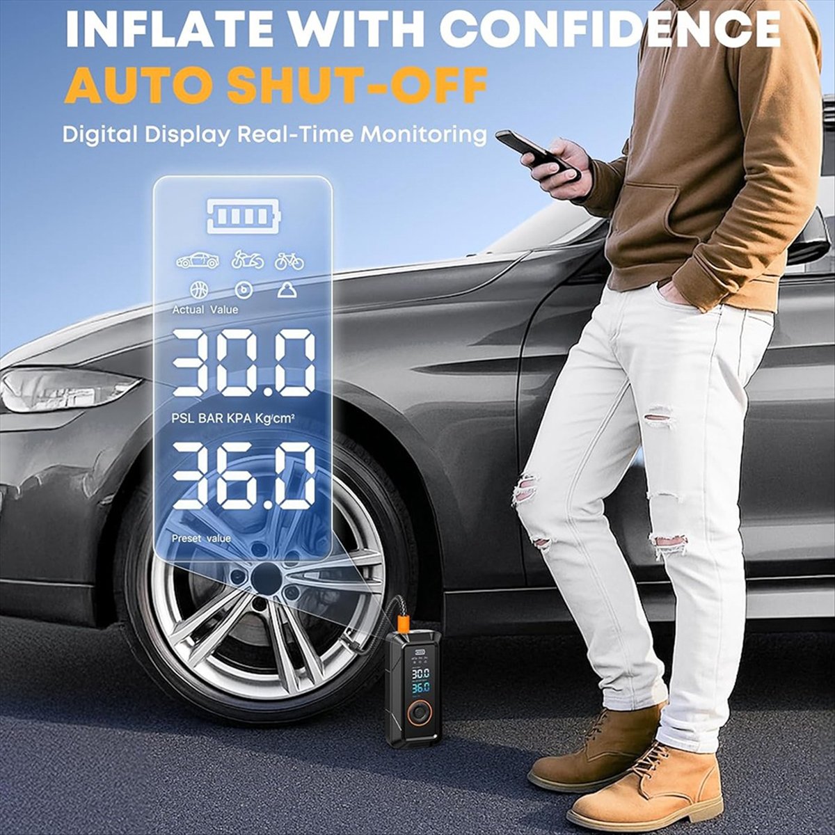 L77A Portable Tire Inflator Ai - đánh giá và giá Cordless Inflator For Car Bike Ball