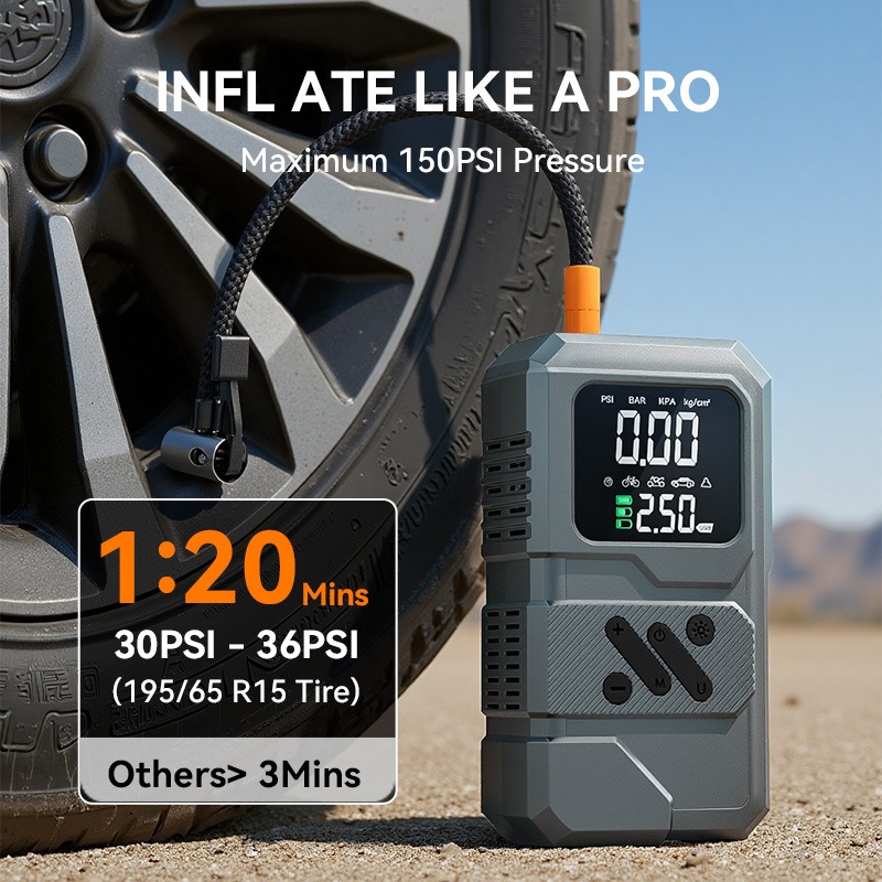 Car Jump Starter with Air Comp - đánh giá và giá Portable Air Compressor 12V Digital
