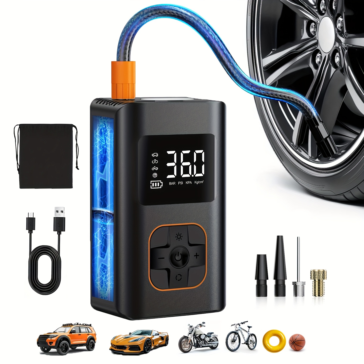 Portable Tire Inflator Air Com - đánh giá và giá Digital Tire Pressure Gauge Rechargeable