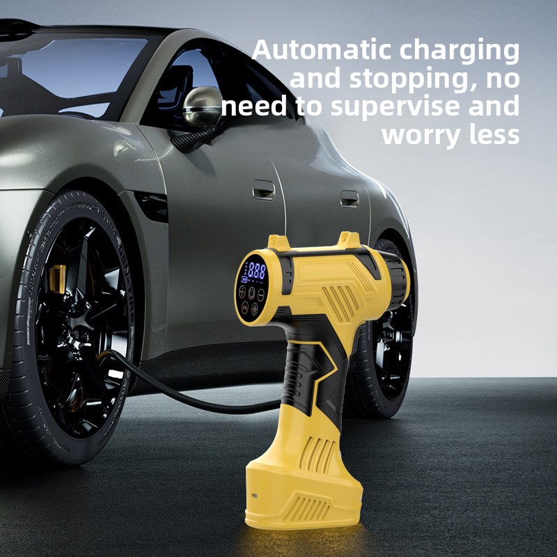 Cordless Yellow Air Pump Car T - đánh giá và giá Cordless Air Pump 20V Battery