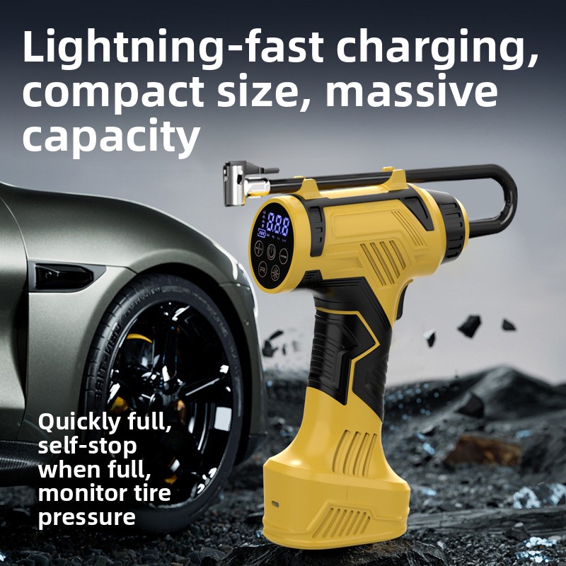 Cordless Yellow Air Pump Car T - đánh giá và giá Cordless Air Pump 20V Battery